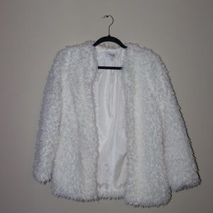 S | Charlotte Russo Cream Faux Fur Jacket w/ Pockets